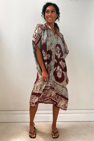 Anna Corinna Reworked Vintage Silk Batiq Smock Dress