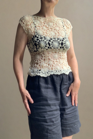 Vintage 1940s Openwork Crochet Top Selected by SharpLilTeeth