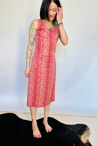 Vintage Red Paisley Snake Print Dress Selected by Atlantic Vintage