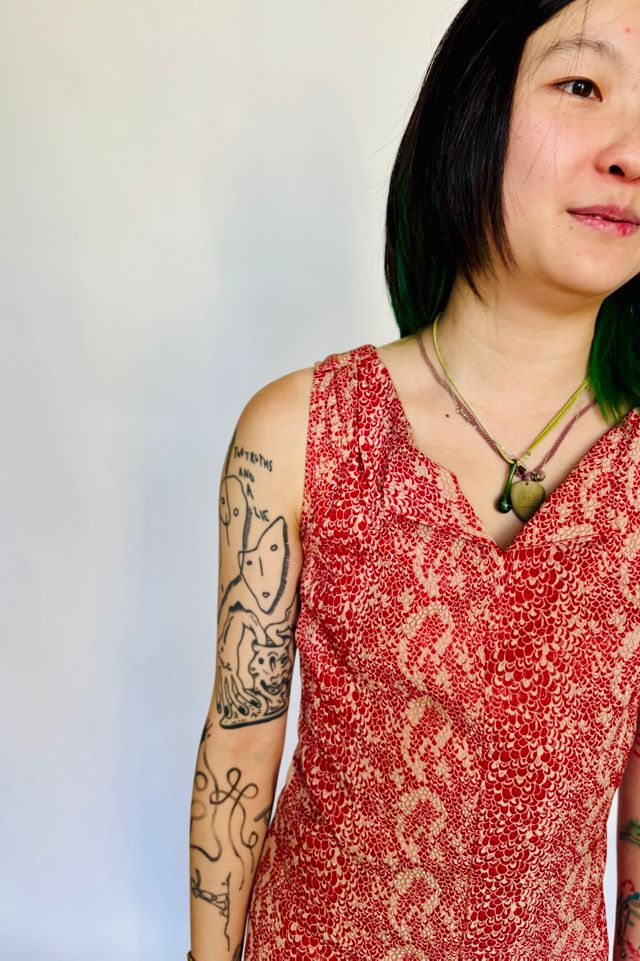 Vintage Red Paisley Snake Print Dress Selected by Atlantic Vintage #1