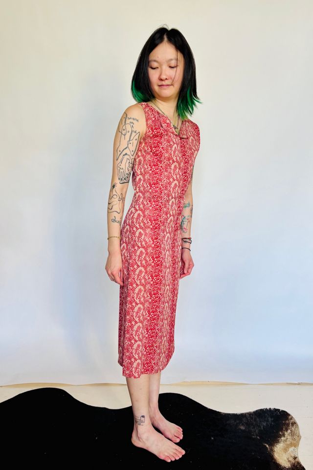 Vintage Red Paisley Snake Print Dress Selected by Atlantic Vintage #2