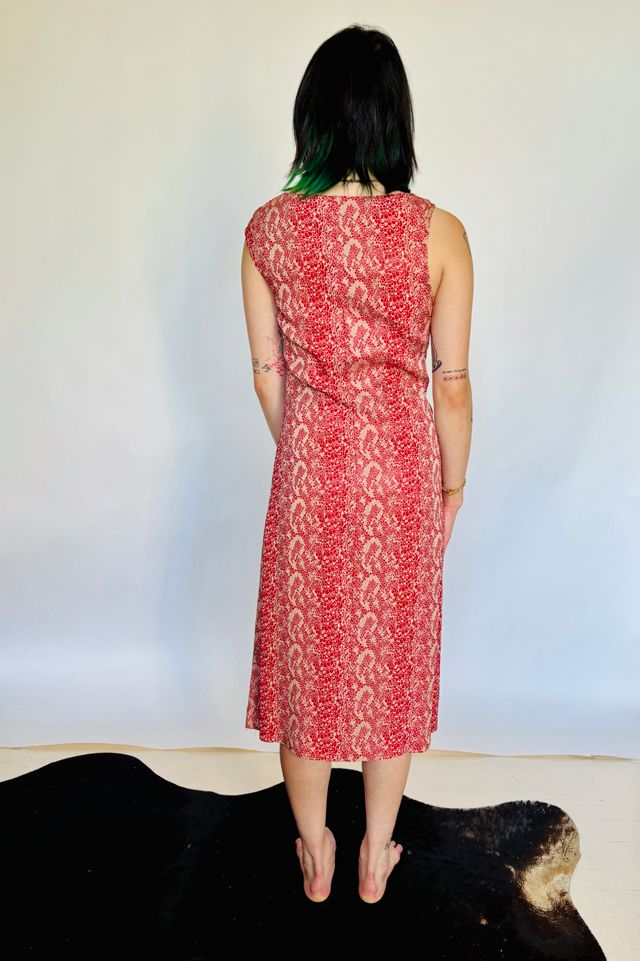 Vintage Red Paisley Snake Print Dress Selected by Atlantic Vintage #3