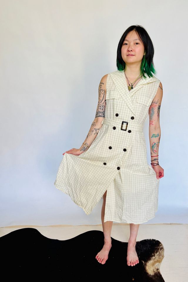 Vintage Window Pane Double Breasted Trench Coat Dress Selected by Atlantic Vintage #2