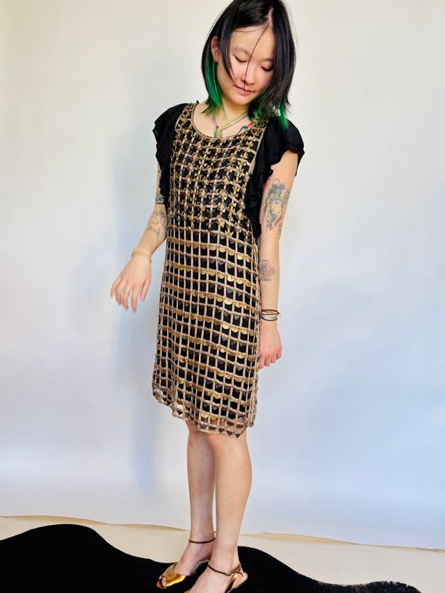 Vintage Metallic Leather Armor Dress Selected by Atlantic Vintage #1