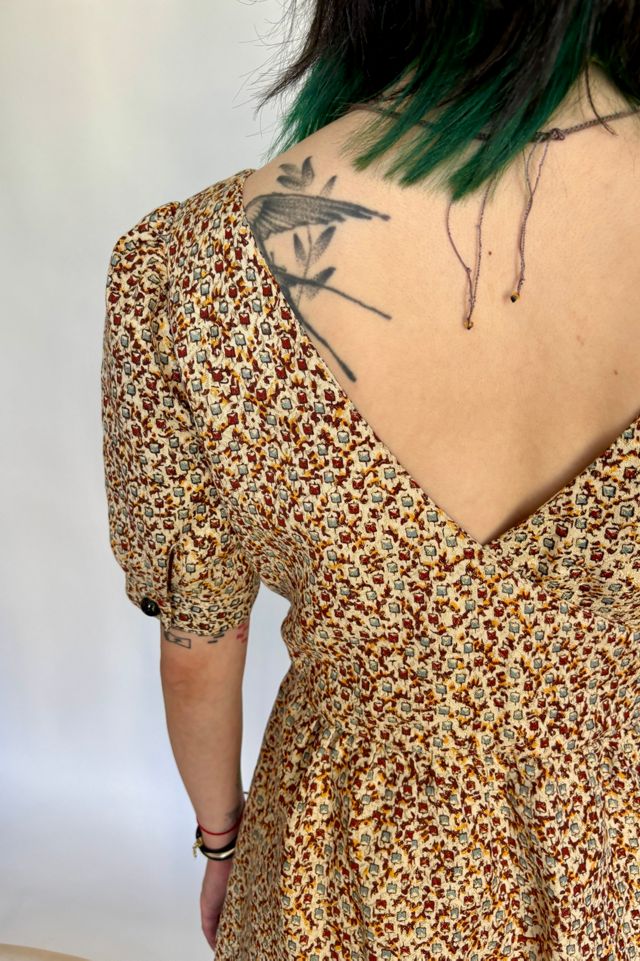 Vintage Button Sheen V Back Floral Dress Selected by Atlantic Vintage #1