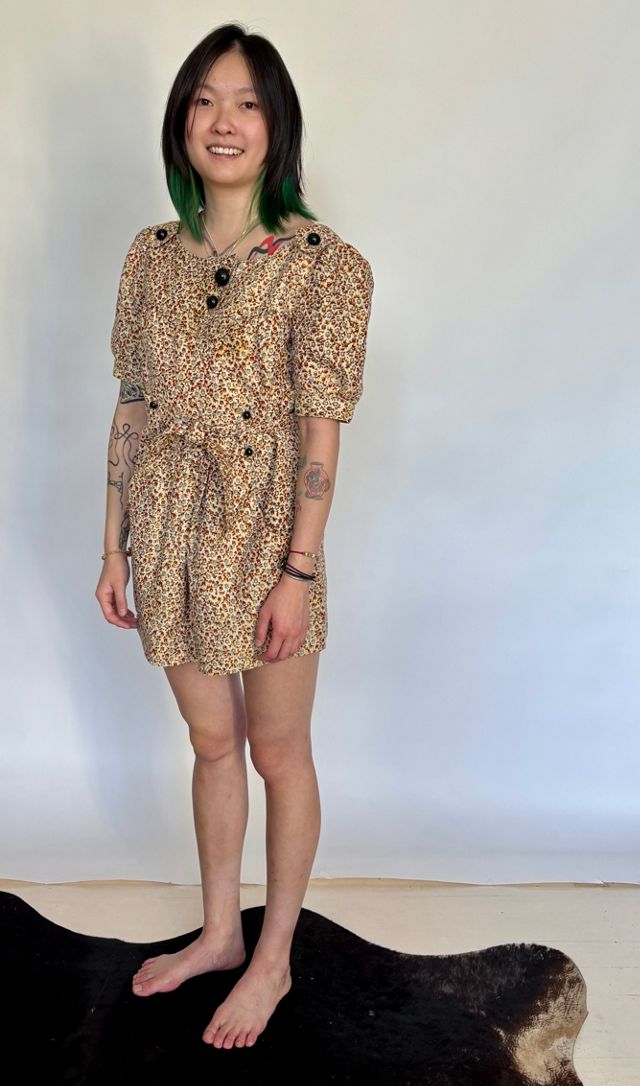 Vintage Button Sheen V Back Floral Dress Selected by Atlantic Vintage #2