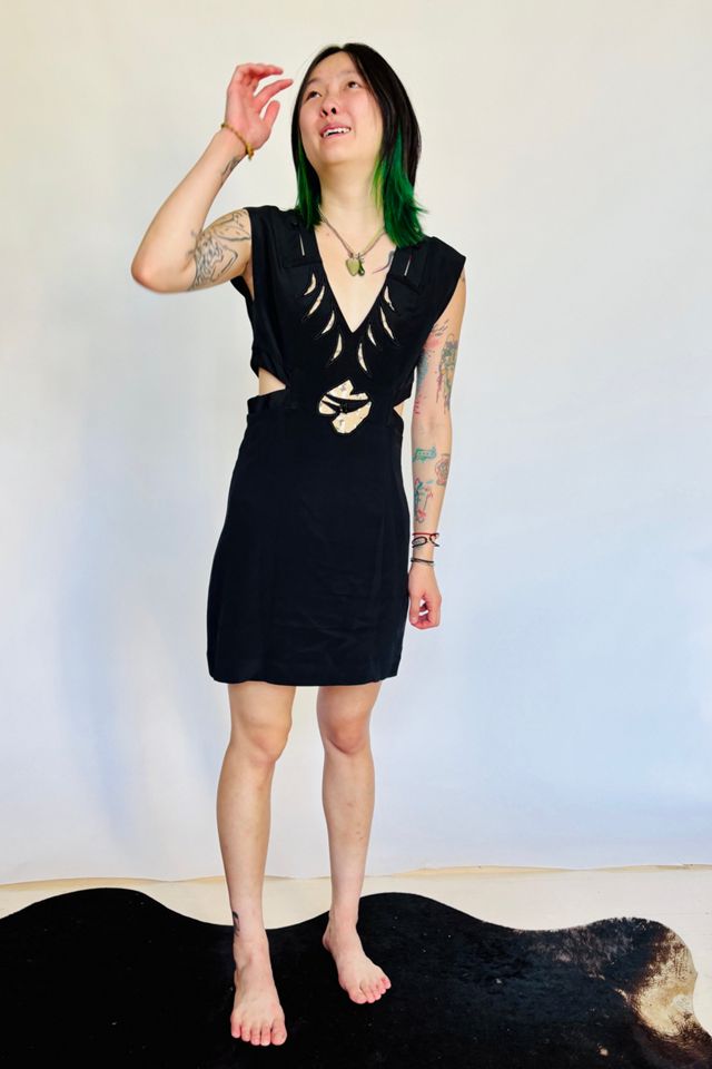 Vintage Black Silk Rocker Dress with Beading #3
