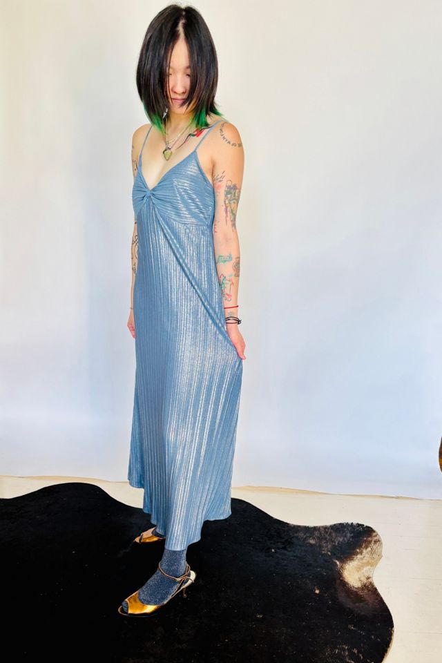 Vintage Blue Silver Pleat Dress #2