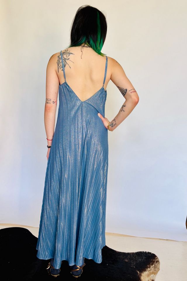 Vintage Blue Silver Pleat Dress #3