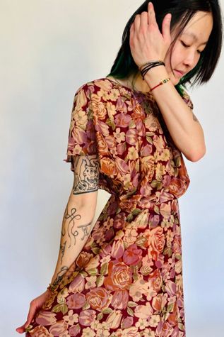 Vintage Sheer Floral Print with Bloused Top Selected by Atlantic Vintage