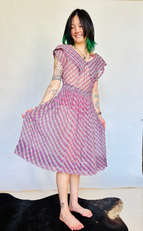 Vintage 40's Sheer Cotton Day Dress Selected by Atlantic Vintage