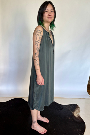 Vintage Black Silk Modern Slip Dress Selected by Atlantic Vintage