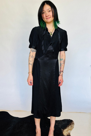 Vintage Silk French Maid Dress Selected by Atlantic Vintage
