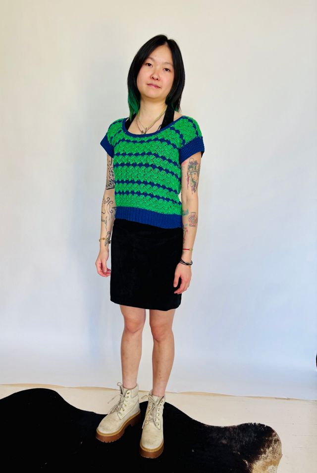 Vintage Hand Crochet Striped Sweater #1