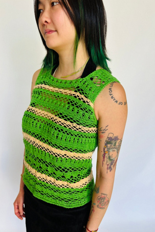 Vintage Hand Crochet Striped Tank