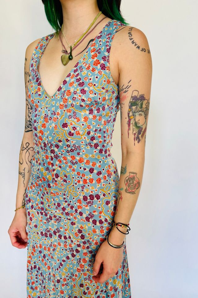 Vintage Silky Floral Mermaid Gathered Train #2