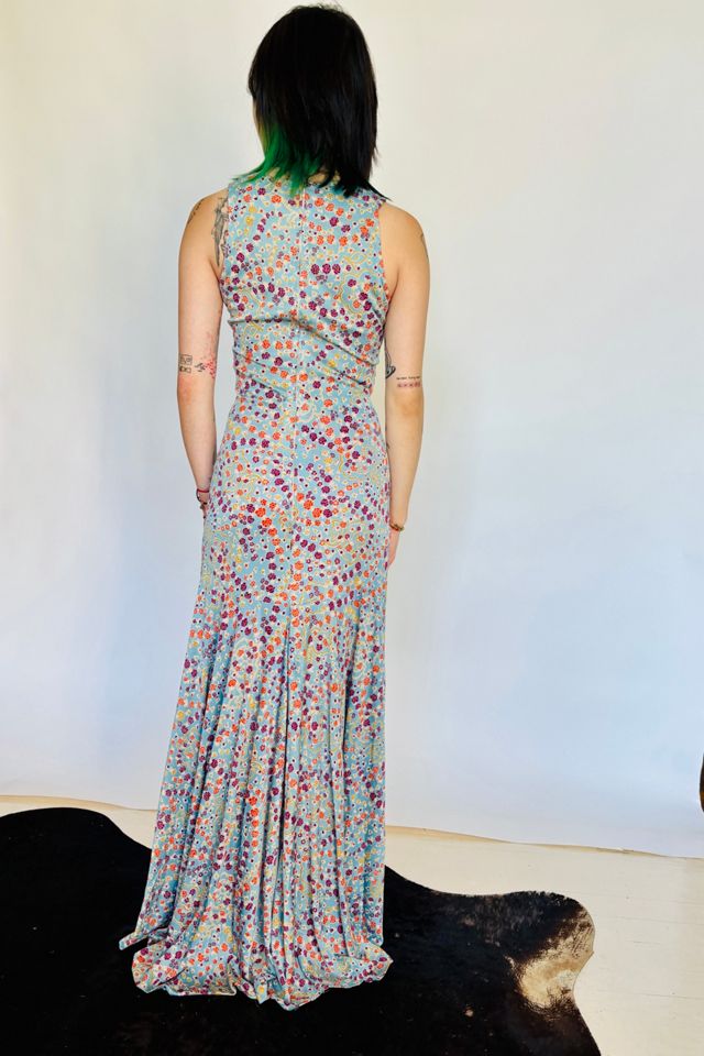 Vintage Silky Floral Mermaid Gathered Train #3