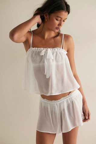 Only Hearts Daisy Chiffon Short Co-Ord at Free People in White, Size: Medium
