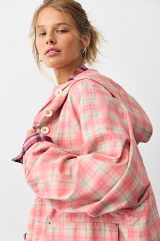 Женская куртка Free People Jojo Printed Hoodie Jacket, цвет: Коралловый комбинированный — фото 4