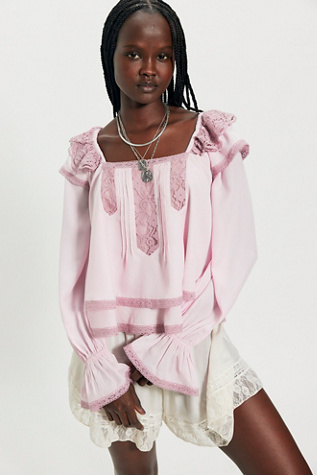 Francie Silky Blouse by Free People in Purple, Size: L