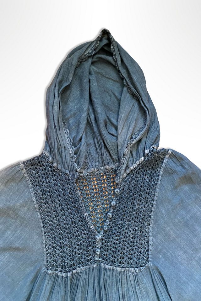 1970s Indigo Hooded Crochet Peasant Top Selected By Ritual Vintage #3
