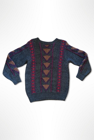 1980s Handknit Graphic Oversized Sweater Selected By Ritual Vintage