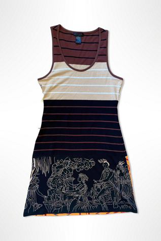 1990s Custo Striped Print Mini Dress Selected By Ritual Vintage