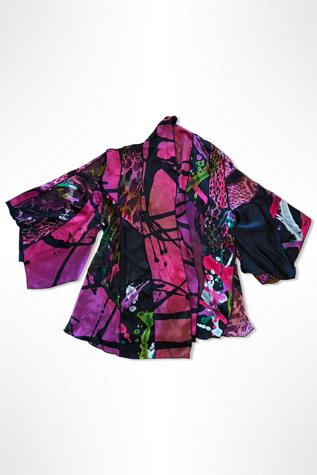 1990s Silk Print Butterfly Wing Blouse Selected By Ritual Vintage