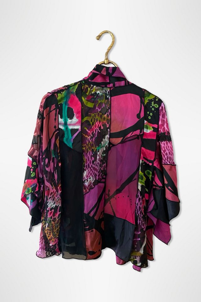 1990s Silk Print Butterfly Wing Blouse Selected By Ritual Vintage #2
