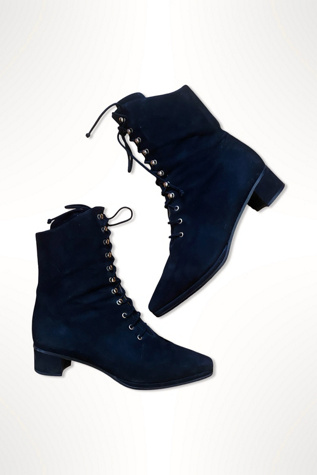1990s Black Suede Lace Up Ankle Boots Selected By Ritual Vintage