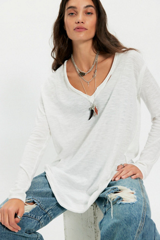 We The Free Real One Long Sleeve Top at Free People in White, Size: M