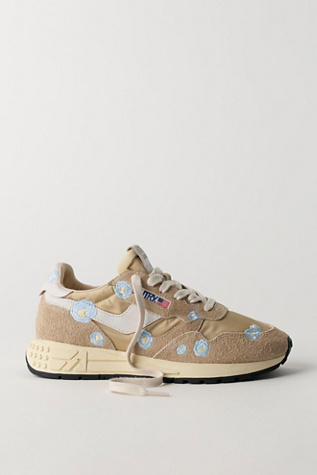Autry Reelwind Low Embroidered Sneakers at Free People in Tan, Size: EU 38