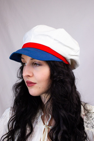 Vintage Red White and Blue Newsboy Cap Selected by Black Shag Vintage