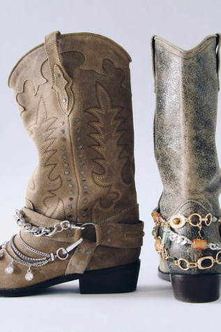 Rhinestone Boot Harness Chain by Free People in Silver