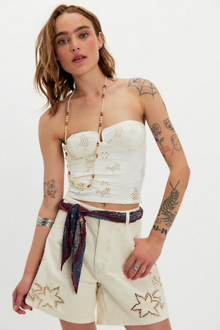 Rolla's 90s Relaxed Cutwork Shorts at Free People in White, Size: 26