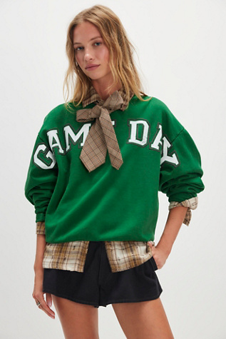 Daydreamer Game Day Oversized Crewneck Sweatshirt at Free People in Green, Size: L-XL/G-TG