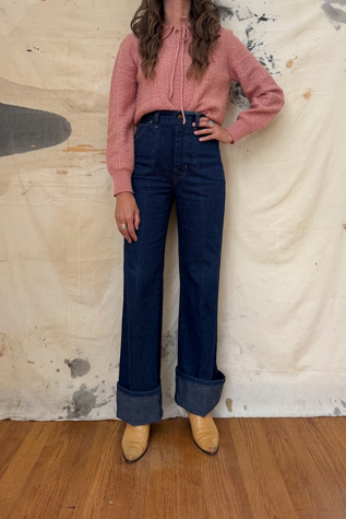 GOOD DAYS Vintage 1960s Pink Peter Pan Collar Tie Sweater