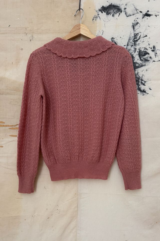 GOOD DAYS Vintage 1960s Pink Peter Pan Collar Tie Sweater #2