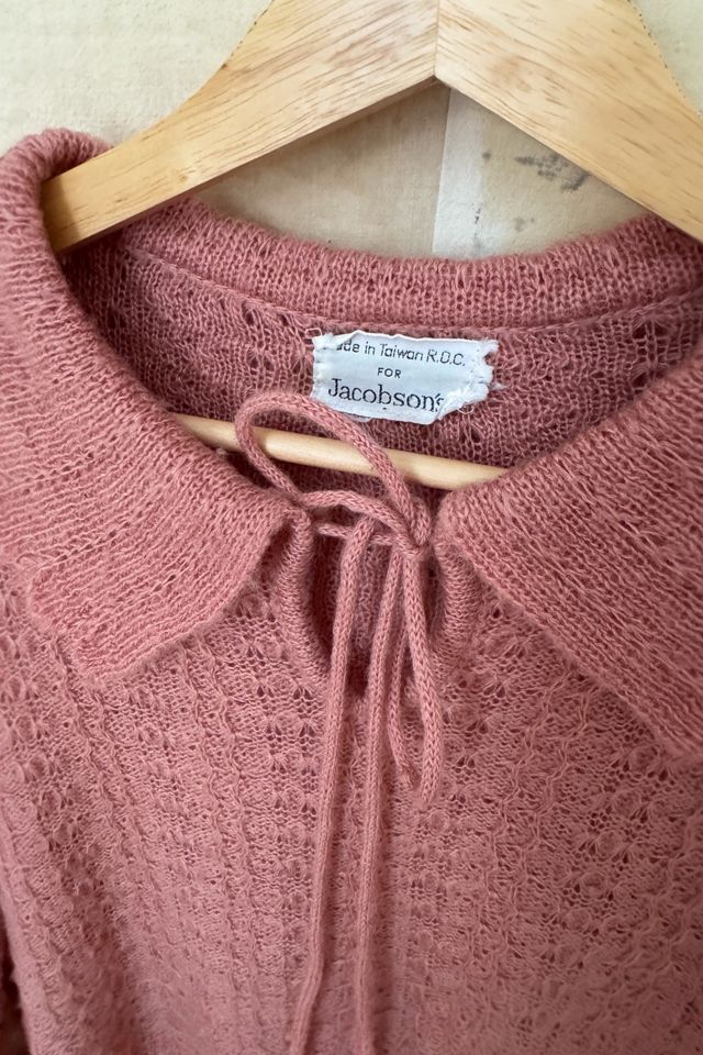 GOOD DAYS Vintage 1960s Pink Peter Pan Collar Tie Sweater #3
