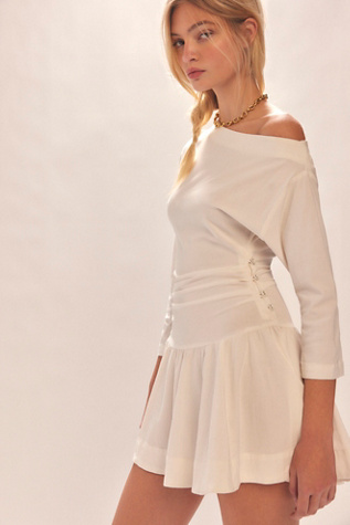 Junie Drop-Waist Mini Dress by free-est at Free People in White, Size: XL