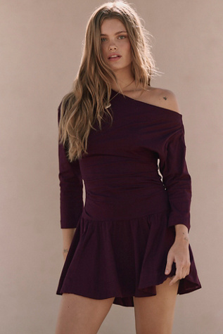 Junie Drop-Waist Mini Dress by free-est at Free People in Fig, Size: XS