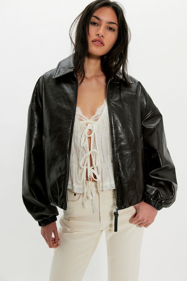 Citizens of Humanity Bubble Hem Leather Bomber Jacket #2