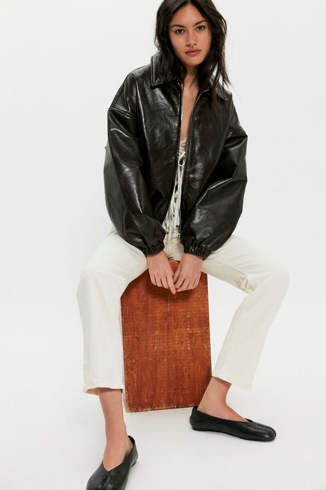 Citizens of Humanity Bubble Hem Leather Bomber Jacket | Free People