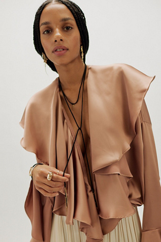 K/ller Leather Lariat With Twist Spike Fringe Brass