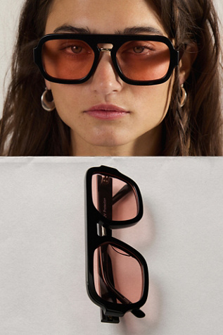 Rhiannon Modern Aviator Polarized Sunglasses by Free People in Pink