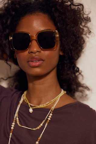 Simone Oversized Square Sunglasses at Free People in Light Lemon & Mojito