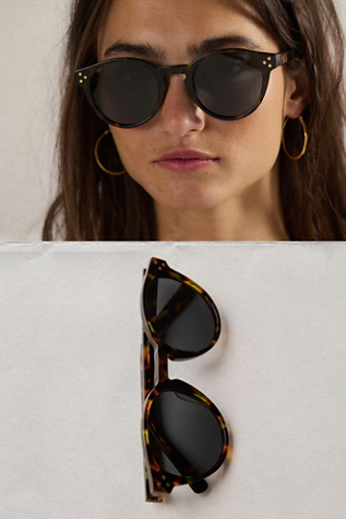 Kerrin Round Polarized Sunglasses by Free People in Brown