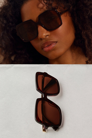 The Beaumont Square Polarized Sunglasses by Free People in Brown