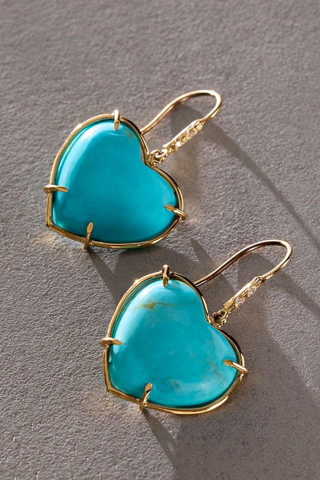 Boucles d'oreilles cœur turquoise Elisabeth Bell