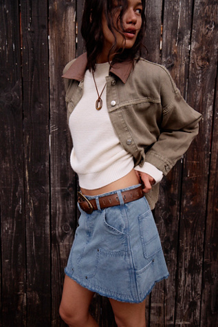 We The Free Tenon Distressed Mini Skirt at Free People in Blue, Size: US 0